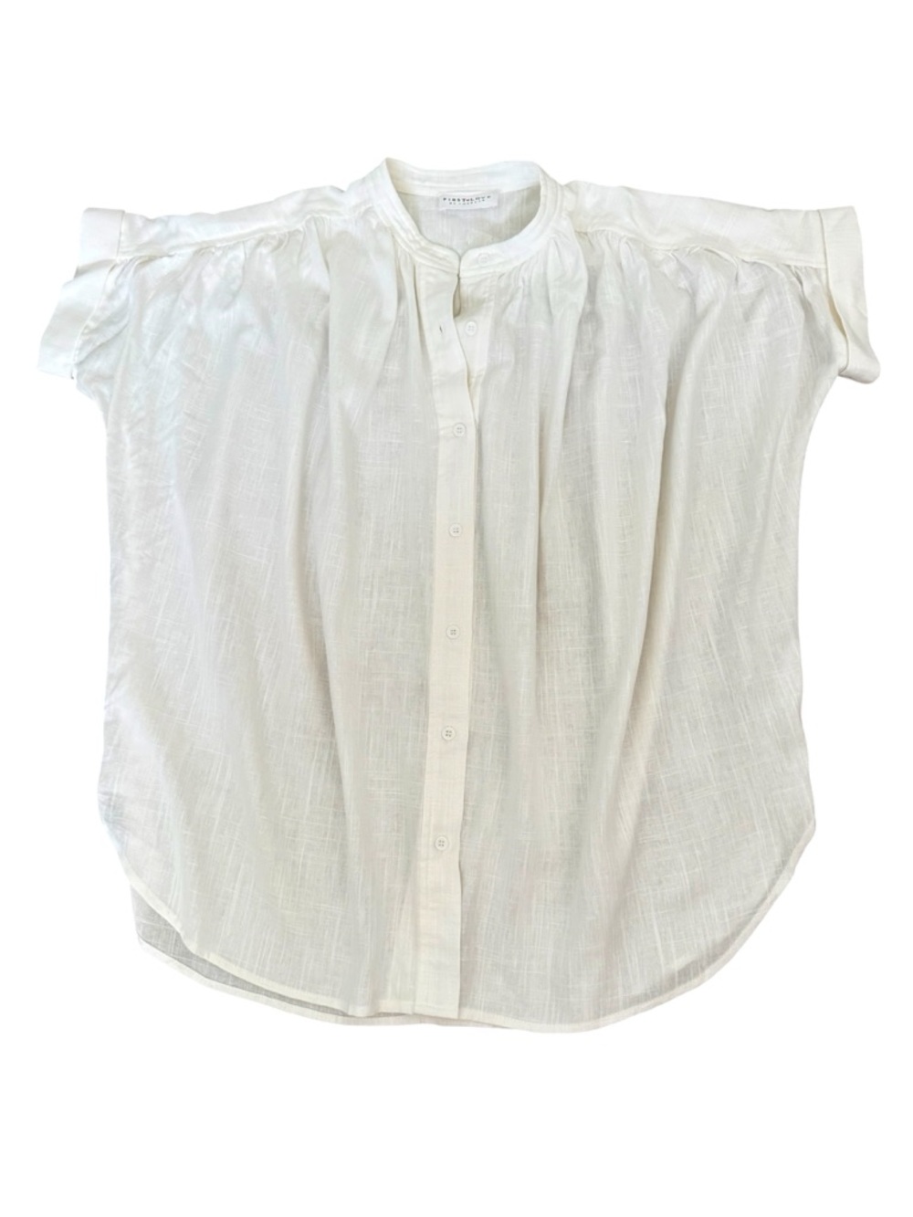 New! First Love cream linen blend button down flowy top S